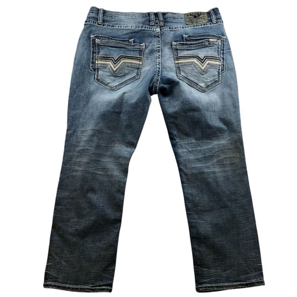 Salvage Supply Co Buckle Mens Jeans Size 40s Mayhem Straight Casual Blue Denim - Picture 2 of 16